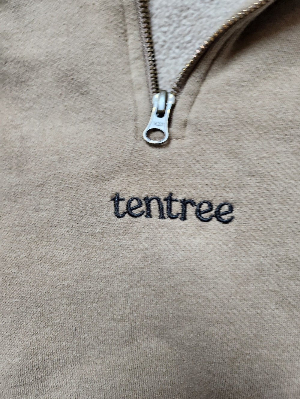 Tentree Beige Quarter-Zip Cropped Sweatshirt Pullover Sz Med - Picture 6 of 15